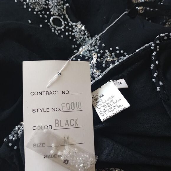 Y2K 100% Silk Beaded Sequin Fairygoth Prom Dress - Picture 5 of 5